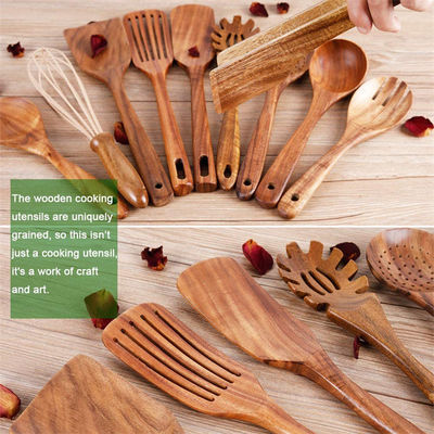 Scratchfree Teak Wood Cooking Utensils , Rustproof Non Stick Kitchen Tools
