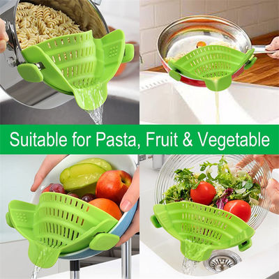 Hands - Free Kitchen Gadget Tools Silicone Clip On Pasta Food Strainer For Pots