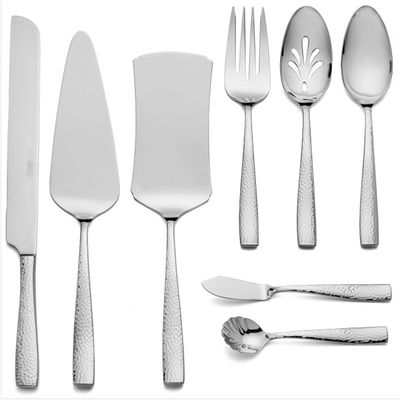 8 Piece Hammered SS Flatware Kitchen Cooking Sets Household With Cake Knife